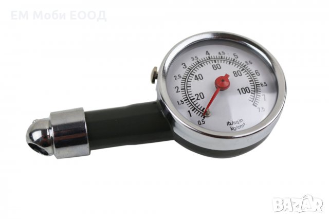 Манометър за гуми, метален в кутийка