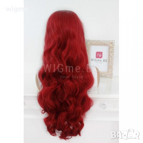 НОВА дълга червена на вълни перука ЛЕЙС ФРОНТ Летиша- ОТЛИЧНО КАЧЕСТВО!, снимка 6 - Аксесоари за коса - 26096385