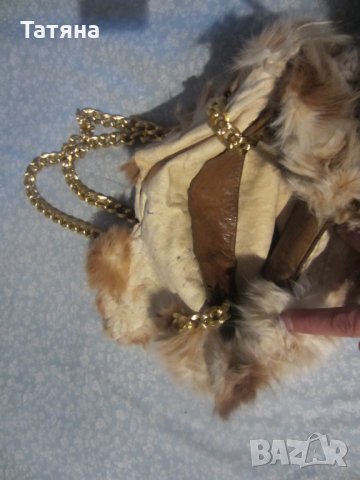 ЧАНТА- FENDISSIME;ИТАЛИЯ ;ЗАЕШКА/ушита по поръчка  / КОЖЕНИ/ЗЛАТИСТИ-  чанта и плик;, снимка 5 - Чанти - 12551912