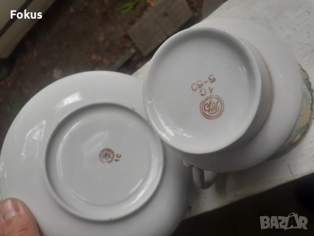 Руски порцелан позлата две големи чаши с чинийки печати, снимка 6 - Антикварни и старинни предмети - 53329733