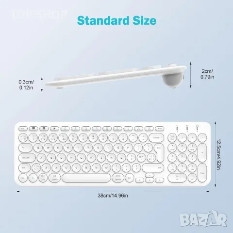 PINKCAT Акумулаторна безжична клавиатура, 2.4G/Bluetooth, снимка 6 - Клавиатури и мишки - 49965356