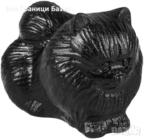 Нова Фигурка на котка от черен обсидиан – късмет украса декор за дома