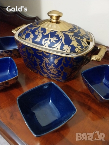 Френски порцеланов сервиз с 24к златно покритие 