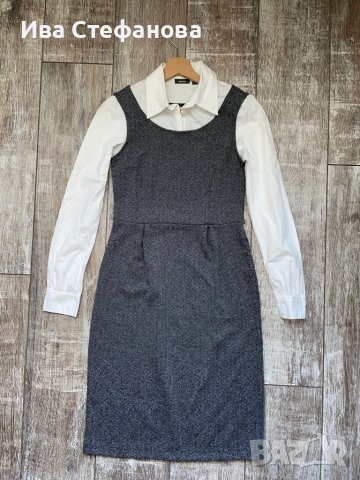 Комбинирана елегантна  рокля MEXX с бяла риза елегантна изчистена колежански училищен стил , снимка 10 - Рокли - 39721243