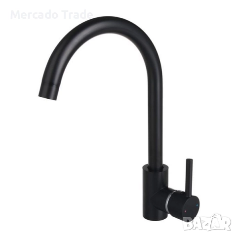 Кухненски смесител за мивка, Неръждаема стомана, Черен, снимка 2 - Смесители - 52122161