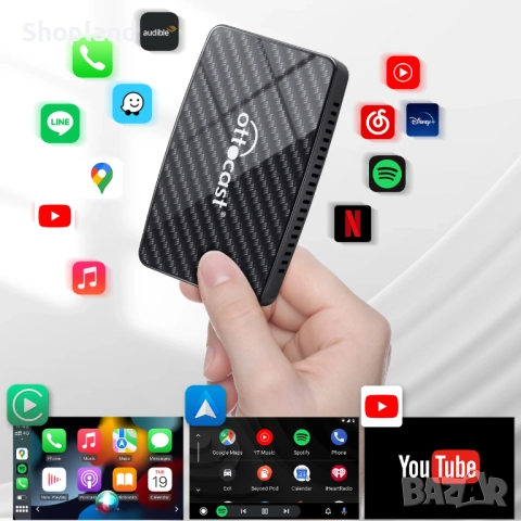 Безжичен адаптер Ottocast – съвместим с Apple CarPlay и Android Auto, Netflix / YouTube / Spotify, снимка 4 - Аксесоари и консумативи - 51806089