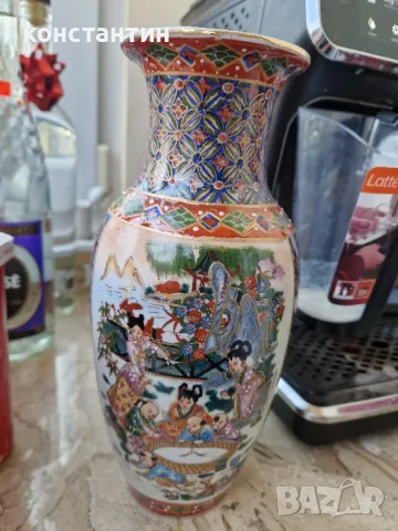 Японска ваза ръчно рисувана, снимка 2 - Вази - 48793652
