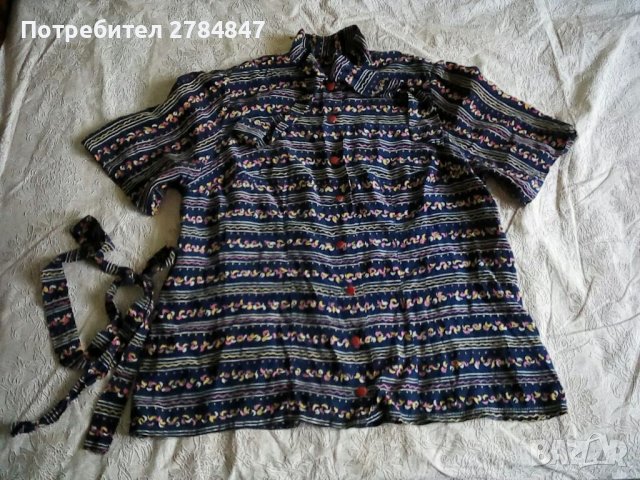 Дамска риза с къс ръкав естествена коприна, снимка 2 - Ризи - 37031462