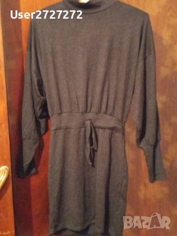 Черна рокля с яка , снимка 2 - Рокли - 53584884