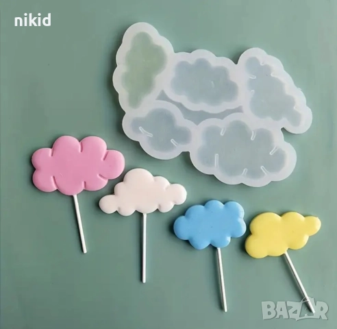 5 облака облак облаци облачета силиконов молд форма смола фондан близалки гипс декор, снимка 2 - Форми - 52217798