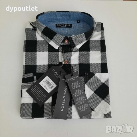 Мъжка памучна риза каре Brave soul, размери - S, M, L и XL.                          , снимка 2 - Ризи - 39268149