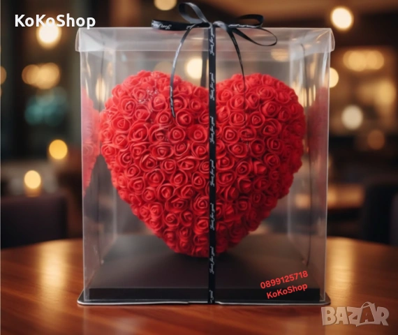 Сърце от рози в луксозна кутия с панделка– романтичен подарък, снимка 2 - Декорация за дома - 53153589