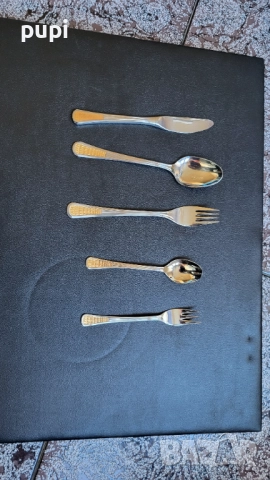 Нов комплект позлатени прибори за хранене по 12бр , снимка 4 - Прибори за хранене, готвене и сервиране - 52734176