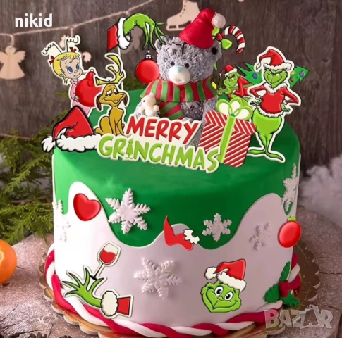 Гринч грийнч Grinch Коледен Merry Christmas силиконов молд форма фондан шоколад декор украса, снимка 2 - Форми - 51449114