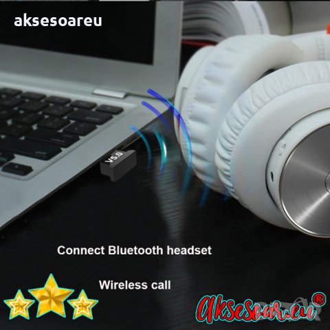 Безжичен USB адаптер Мини Bluetooth 5.0 приемник Безжичен аудио предавател за компютър лаптоп таблет, снимка 3 - За дома - 40820561