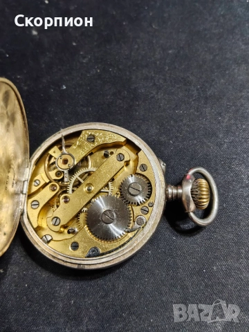 Швейцарски СРЕБЪРЕН джобен часовник 1905г.  - 10 РУБИНА ПРОМОЦИЯ, снимка 10 - Джобни - 48361829