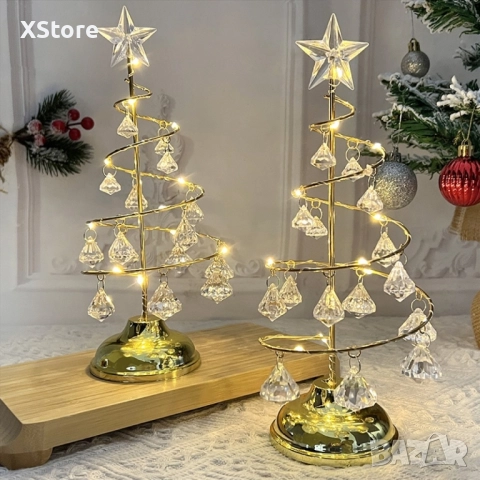 Акумулаторна нощна лампа LED нощна лампа коледна елха с ефект от диаманти., снимка 2 - Декорация за дома - 52439633