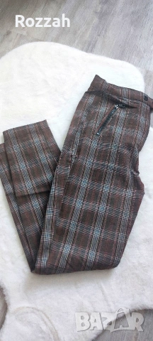 Кафеви панталони с висока талия и черен памучен кликн