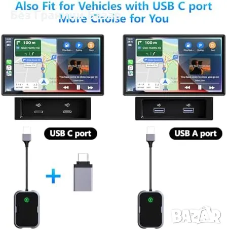 Нов Безжичен CarPlay адаптер за автомобили коли 2017+, iPhone iOS 10+, снимка 6 - Друга електроника - 48540514