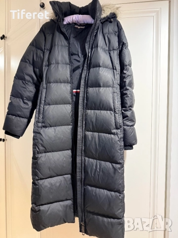 Tommy Hilfiger дълго пухено яке черно, снимка 3 - Якета - 52772480
