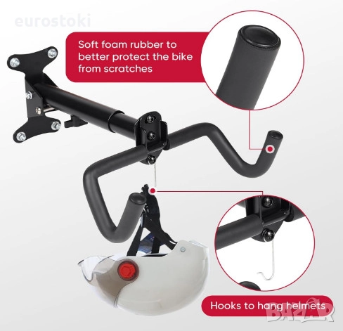 Стенна стойка за велосипед за велосипед, държач за велосипед, стенен монтаж, снимка 4 - Аксесоари за велосипеди - 51672784