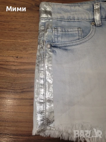 Къси дънки със сребърен кант, снимка 3 - Къси панталони и бермуди - 50747518