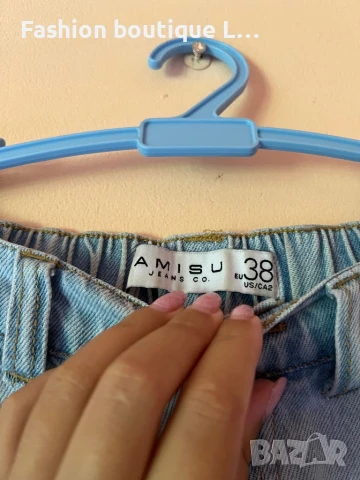 Дънки с широк прав крачол и връзки на глезените със странични джобове 38 размер на марката Amisu 👖, снимка 6 - Дънки - 51377365