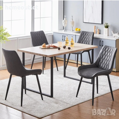 Трапезни столове с дамаска от PU кожа CLIPOP C-U-DC-B0372GY, снимка 4 - Столове - 50713919