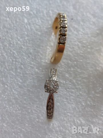 Лот Златни пръстени с диаманти злато м/у 9 и 18 карата, снимка 3 - Пръстени - 52227563