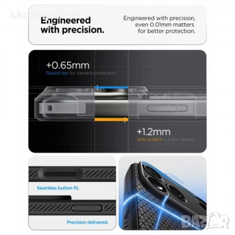 Оригинален кейс Spigen Liquid Air, За iPhone 17 Pro Max (6.9), Черен и Протектор, снимка 5 - Резервни части за телефони - 51922836