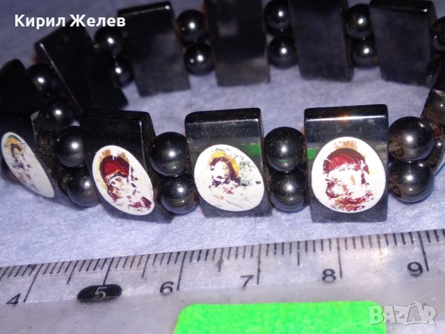СТАРА ГРИВНА от ШЛИФОВАНИ КАМЪЧЕТА МАГНЕТИТ с ИКОНКИ РАЗТЕГЛИВА на ЛАСТИК ХЕНД МЕЙД БИЖУ 37093, снимка 12 - Гривни - 40415137