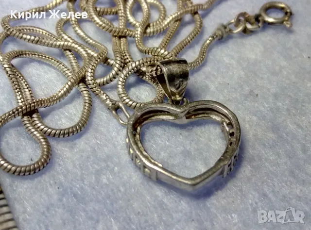 СКЪПОЦЕНЕН БЕЛ ЕПОК СТИЛ СРЕБЪРЕН ПЕНДАНТ СЪРЧИЦЕ РОДИРАНО СРЕБРО с ЦИРКОНИ и СРЕБЪРНА ВЕРИЖКА 49543, снимка 10 - Колиета, медальони, синджири - 50335161