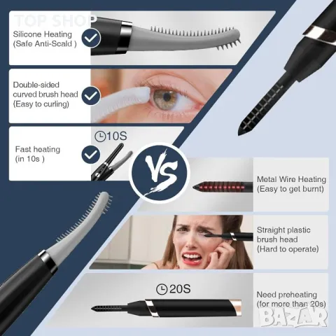 Уред за грижа за вежди и мигли TOUCHBeauty Heated Eyelash Curl, снимка 3 - Маши за коса - 48774351