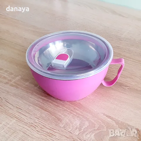 968 Голяма чаша за супа с вакуум капак и дръжка 500ml купа с дръжка, снимка 10 - Чаши - 49751501