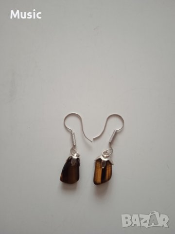 Обеци полускъпоценен камък "Тигрово око"