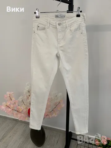 Дънки в бяло на Zara размер XS, снимка 4 - Дънки - 49507481