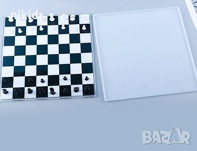 Основа Подложка табла шах мат ШАХМАТ фигурки Силиконов молд форма фондан смола квадрати квадратчета, снимка 2 - Форми - 33422846