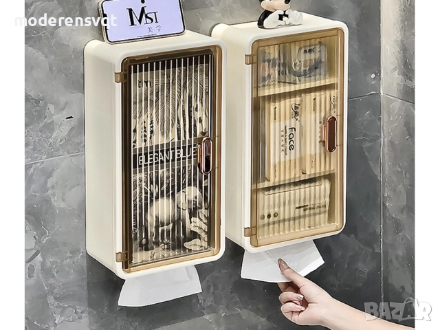 Водоустойчив ПВЦ шкаф за баня и тоалетна с поставка за хартия и телефон, снимка 3 - Шкафове - 52718519