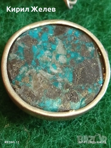 Сребърна висулка с Естествен ТЮРКОАЗ интересно Арт бижу 51812, снимка 3 - Колиета, медальони, синджири - 53015204