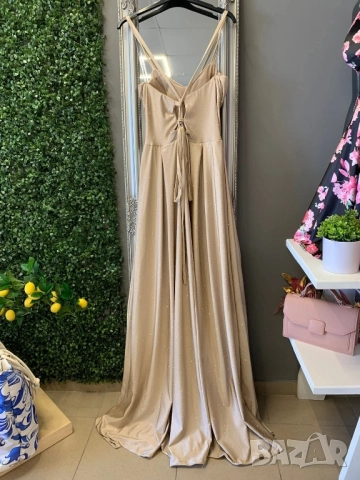 дълги сатенени рокли с камъни , снимка 3 - Рокли - 51459550