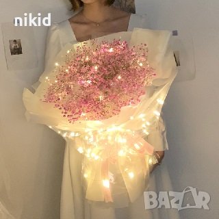 60*60cm LED лампички светлини вградени в найлон за опаковка опаковане аранжиране букети подарък, снимка 6 - Други - 38096648