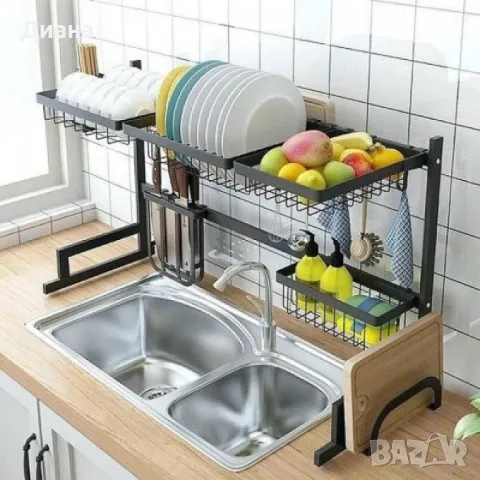 Регулируем кухненски органайзер за мивка с място за чаши, чинии и други прибори - размер 65 х 33 х 5, снимка 1