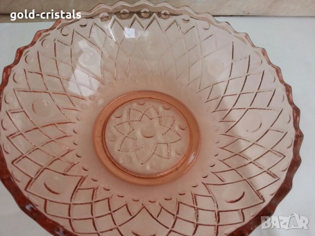 антикварна купа  фруктиера цветно розово стъкло, снимка 10 - Антикварни и старинни предмети - 26223692