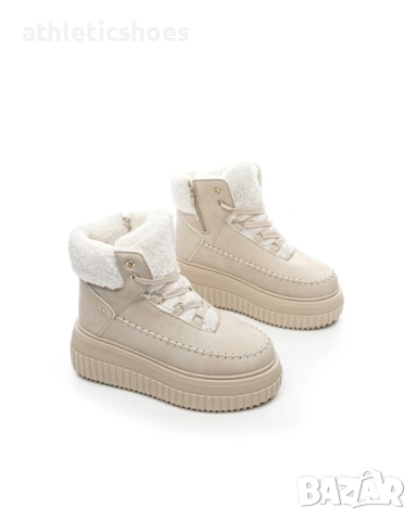 Дамски зимни боти на платформа в черно и бежово-15, снимка 3 - Дамски боти - 52103946