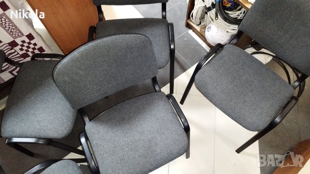 Стол - посетителски офис столове текстилна дамаска сива 5бр, снимка 15 - Столове - 43614694