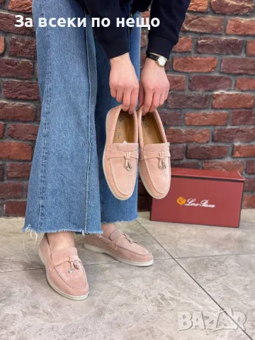 Loro Piana Дамски Розови Обувки Естествен Велур Лоро Пиана Код E242, снимка 4 - Дамски ежедневни обувки - 50412416