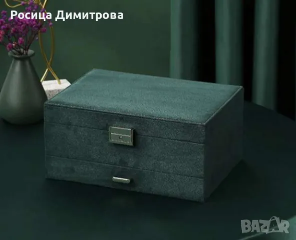  Луксозна кутия за бижута с ключ - зелена, снимка 4 - Други - 47393845