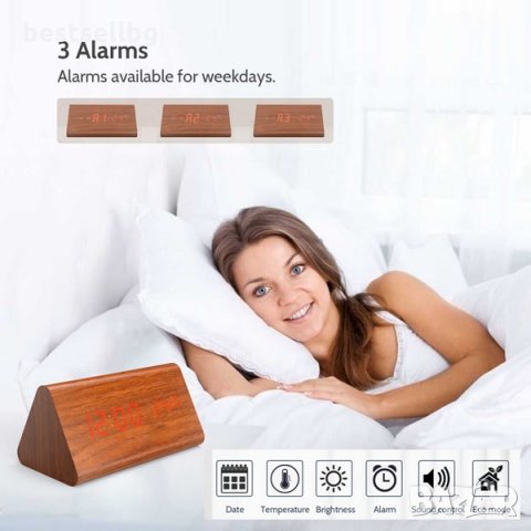 Стаен настолен електронен лед часовник големи цифри термометър на ток, снимка 2 - Други - 28967321