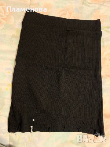 Черен комплект пола + блуза с накъсани елементи, снимка 2 - Поли - 40879187