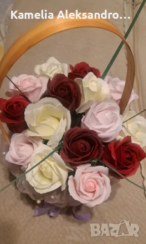 Букет сапунени рози 15 бр., снимка 3 - Изкуствени цветя - 49351405